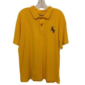 Disney Store Men's Yellow Polo Shirt Goofy Waving Hat Size L